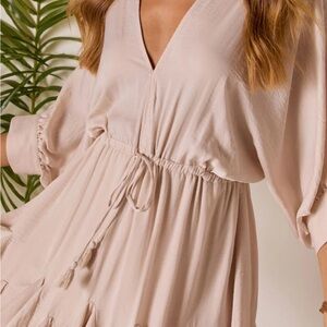 Vici Cream Telina Tassel Tie Mini Dress